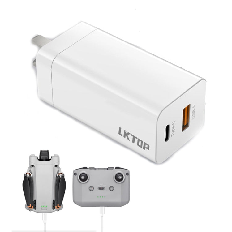 For DJI Mavic Series LKTOP 65W GaN Charger AC Adapter with USB-C and USB-A Port