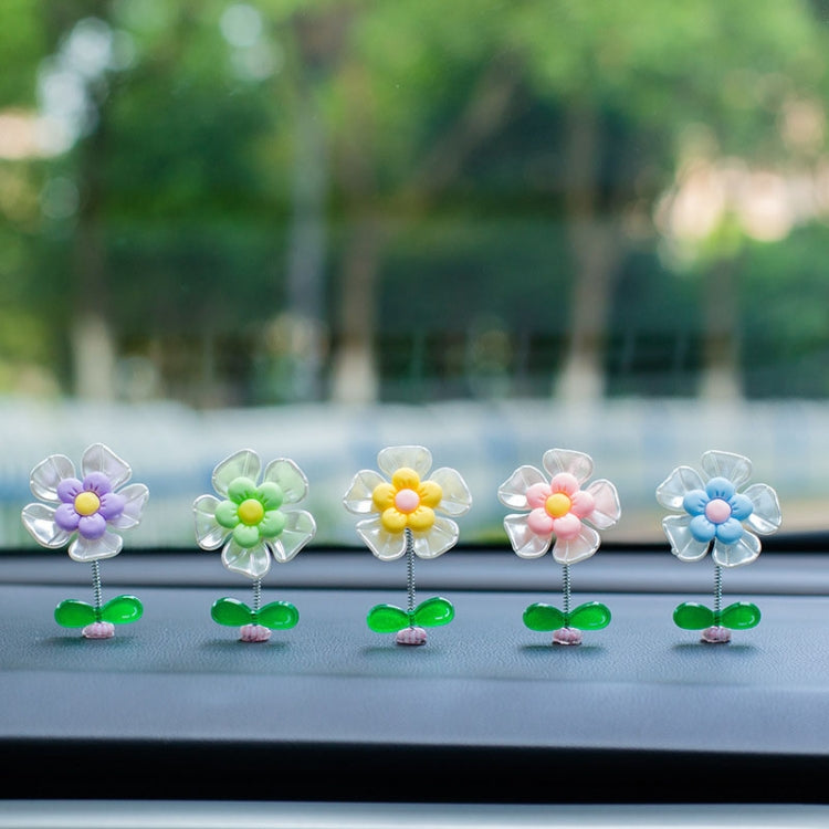 5pcs /Set Cute Cartoon Flower Car Shaking Ornament Car Dashboard Decoration — Dark Color