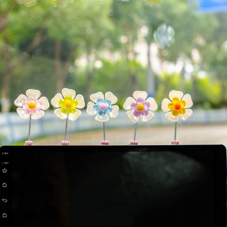 5pcs /Set Cute Cartoon Flower Car Shaking Ornament Car Dashboard Decoration — Dark Color Green Leaf