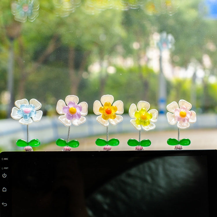 5pcs /Set Cute Cartoon Flower Car Shaking Ornament Car Dashboard Decoration — Transparent