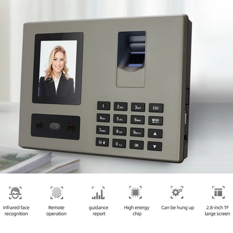 FA03 Intelligent Voice Prompt Face Recognition Fingerprint Attendance Machine — view 7