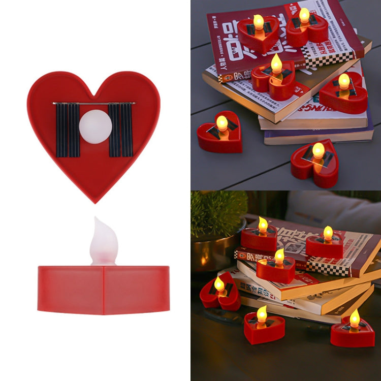 Solar Candle Light Outdoor Courtyard Villa Garden Waterproof Decoration Light — Heart Mode White Shell