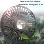 Car Clip-On Rechargeable Electric Oscillating Head Fan With Light — view 5