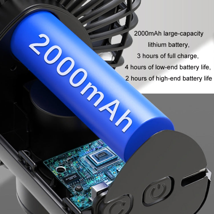 Car Clip-On Rechargeable Electric Oscillating Head Fan With Light — view 7