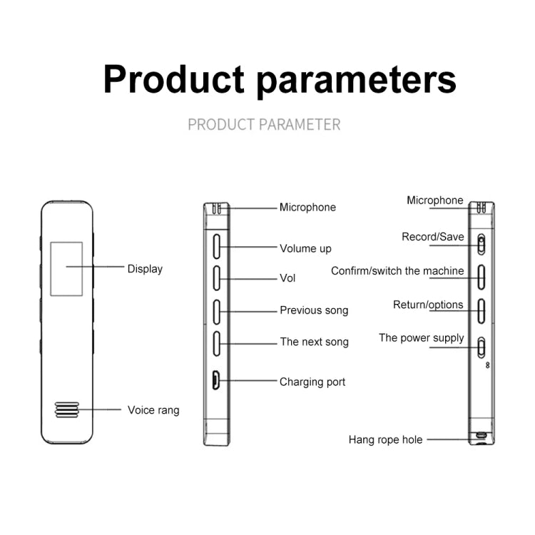 G1 0.96-Inch IPS Color Screen HD Smart Mini Noise Reduction Timer Recorder