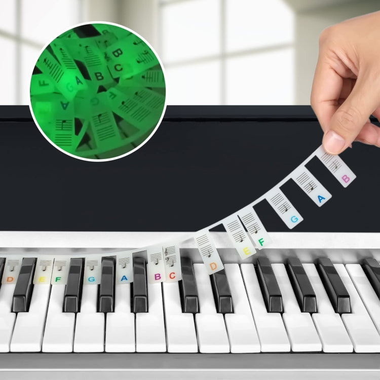 Luminous Silicone Piano Notes Guide Removable Piano Keyboard — 88 Keys Black Text