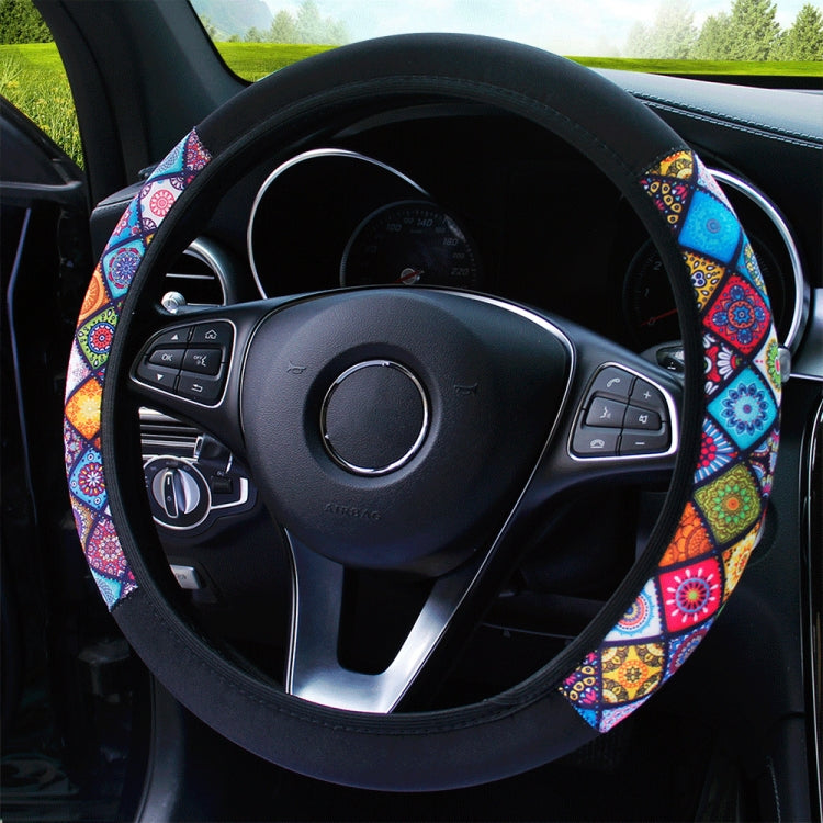 Color-blocked Neoprene Elastic Steering Wheel Cover Without Inner Ring