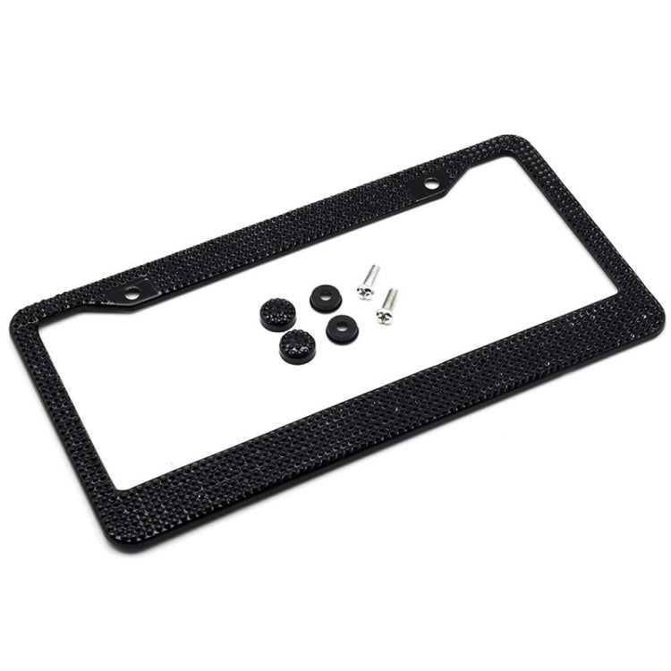 US Standard Stainless Steel License Plate Modified Frame With Diamonds — Round Hole White Diamond