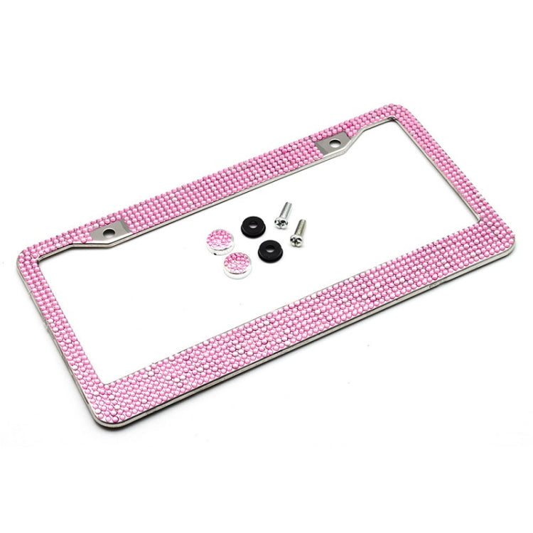 US Standard Stainless Steel License Plate Modified Frame With Diamonds — Round Hole Black Diamond