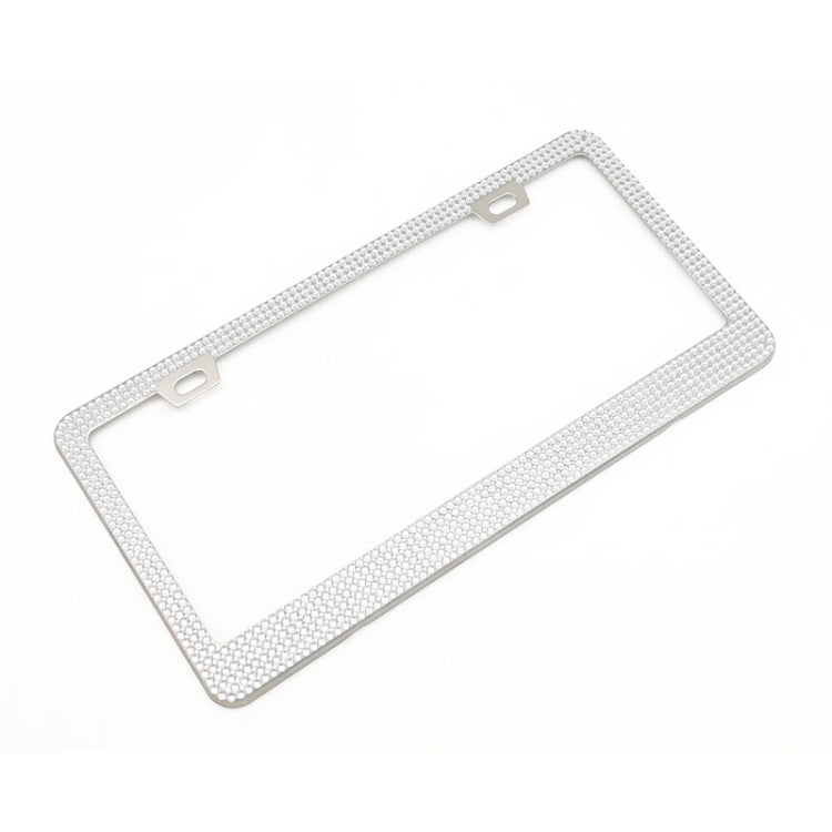 US Standard Stainless Steel License Plate Modified Frame With Diamonds — Square Hole Black Diamond
