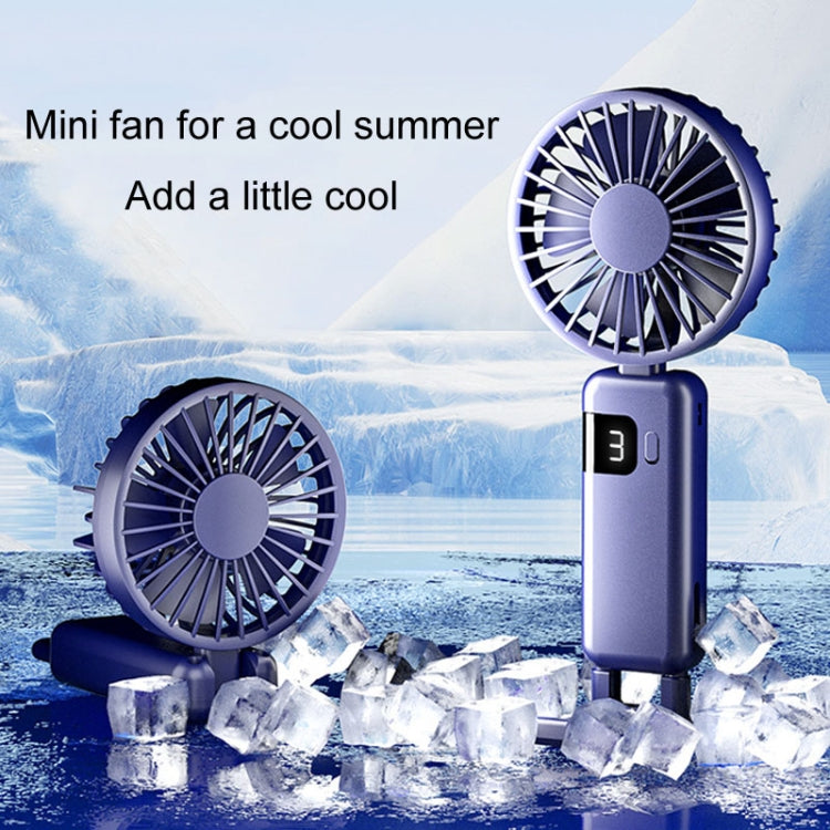 Portable Digital Display Hanging Neck Mute Small Fan USB Charging Handheld Foldable Fan
