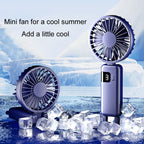 Portable Digital Display Hanging Neck Mute Small Fan USB Charging Handheld Foldable Fan