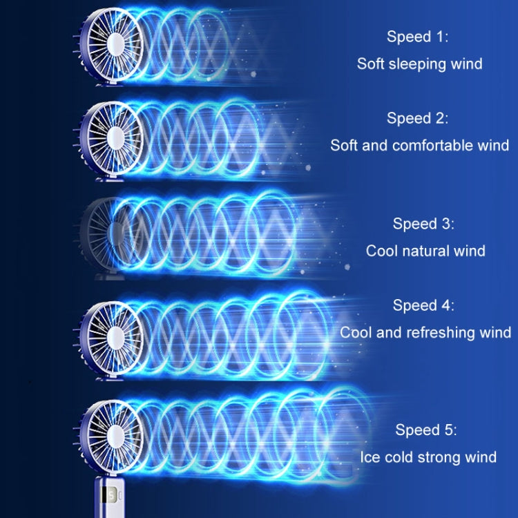 Portable Digital Display Hanging Neck Mute Small Fan USB Charging Handheld Foldable Fan