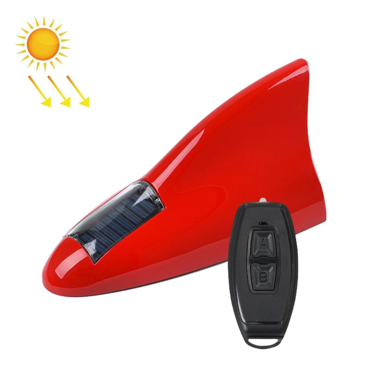 Solar Remote Control Signal Radio Shark Fin Antenna Anti-Tailgating Roof Warning Light — White