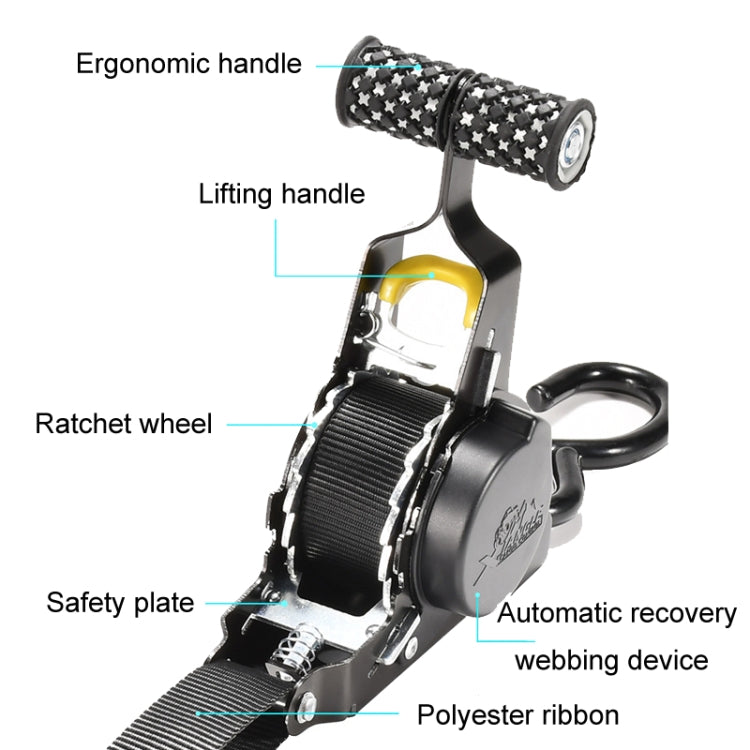 Auto Retract Tensioner Automobile And Motorcycle Cargo Fixing Straps