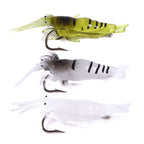 5pcs /Pack HENGJIA SO064 Imitation Grass Shrimp Dummy Bait Lua Fishing Soft Lures — White Gray