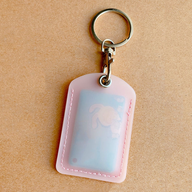 Access Control Elevator Card Holder Proximity Card Protector Keychain With Pull Ring — Small Square Pink