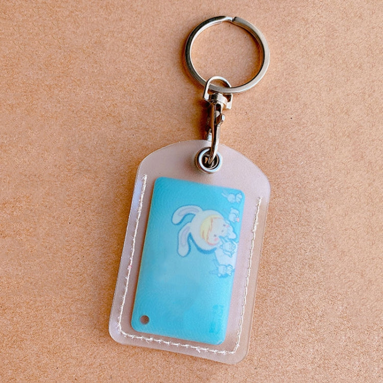 Access Control Elevator Card Holder Proximity Card Protector Keychain With Pull Ring — Small Square White