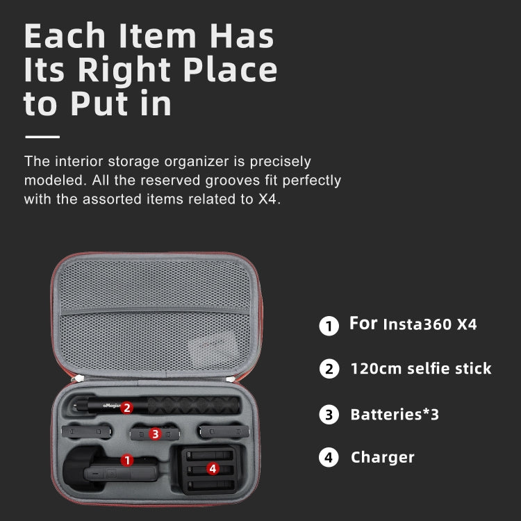 For Insta360 X5 / X4 aMagisn Medium Storage Bag Clutch Bag Protective Case