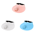 Summer Outdoor Sun Protection Adjustable Rotating Fan Sun Hat — Pink
