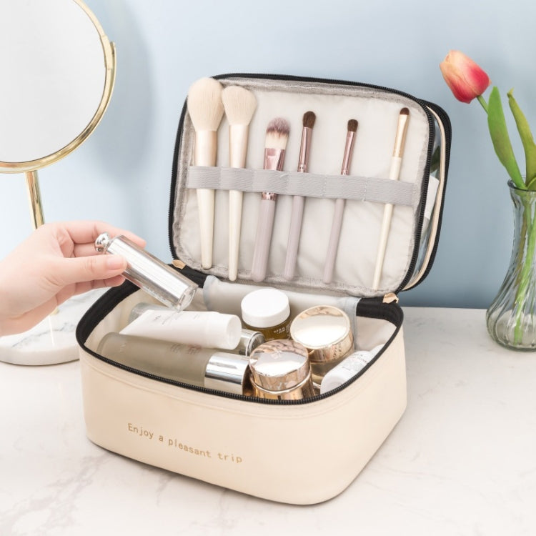Double Layer Cosmetic Bag PU Transparent Waterproof Travel Portable Large Capacity Storage Bag — view 8