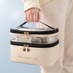Double Layer Cosmetic Bag PU Transparent Waterproof Travel Portable Large Capacity Storage Bag — view 9