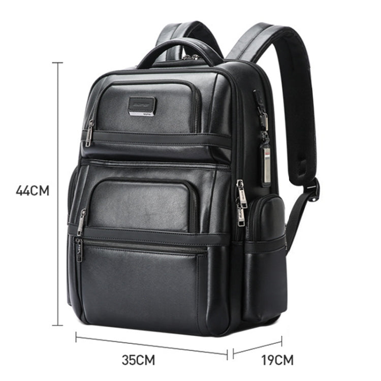 Bopai 61-17311 Large-capacity First-layer Cowhide Laptop Backpack With USB+Type-C Port — view 3
