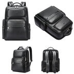 Bopai 61-98611 Large-capacity Waterproof First-layer Cowhide Laptop Backpack With USB+Type-C Port — 61-98611
