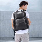 Bopai 61-98611 Large-capacity Waterproof First-layer Cowhide Laptop Backpack With USB+Type-C Port — view 12