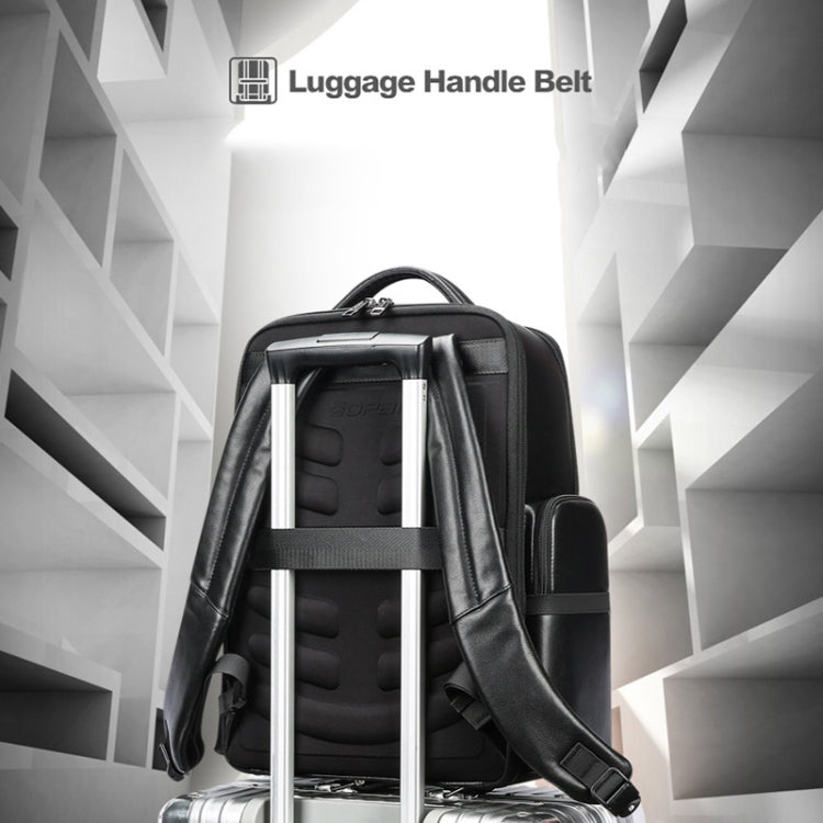 Bopai 61-98611 Large-capacity Waterproof First-layer Cowhide Laptop Backpack With USB+Type-C Port — view 9