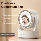 3 In 1 Multifunctional Desktop Fan with LED Light Cosmetic Mirror