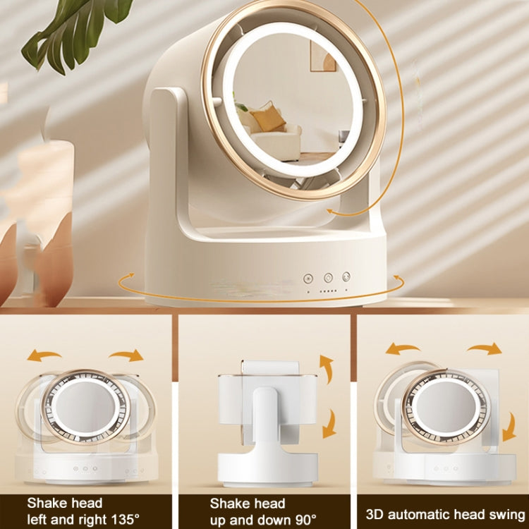 3 In 1 Multifunctional Desktop Fan with LED Light Cosmetic Mirror
