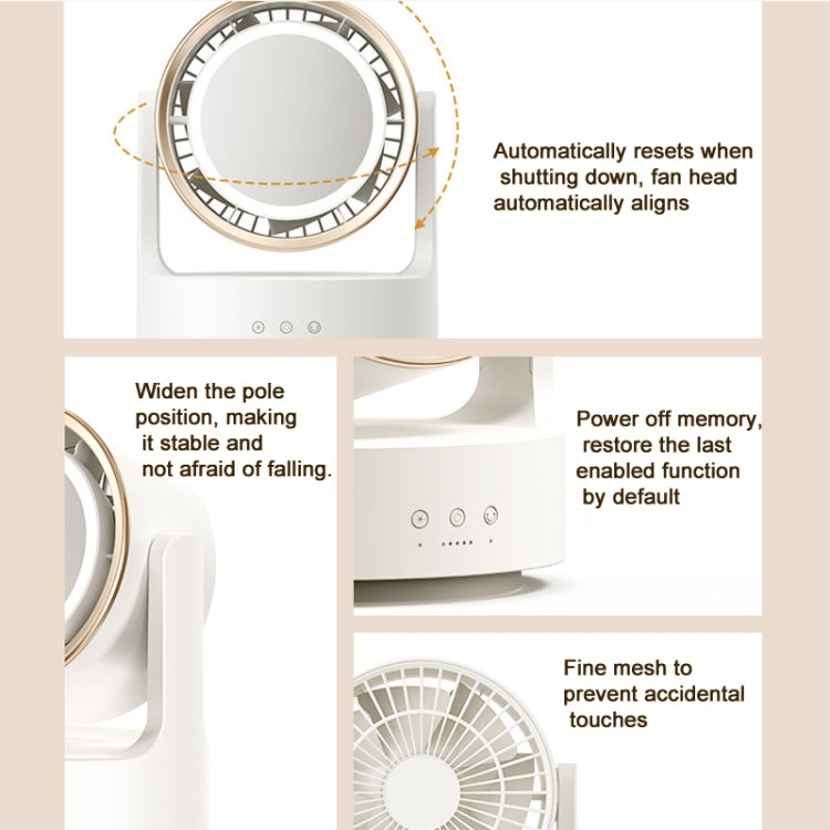 3 In 1 Multifunctional Desktop Fan with LED Light Cosmetic Mirror