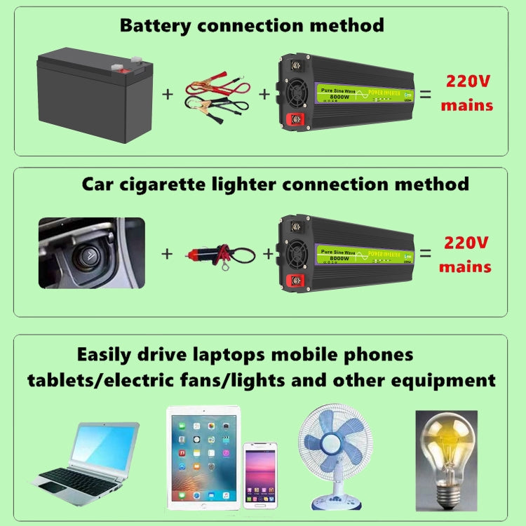 8000W Pure Sine Wave Inverter Car Single Digital Display Voltage Converter