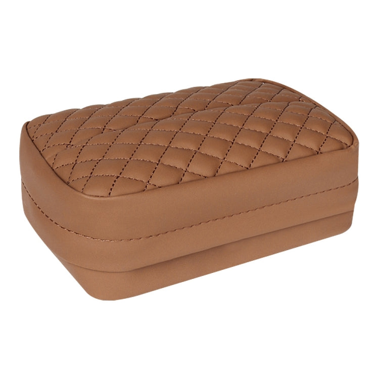 Car Sun Visor Armrest Box Back Hanging Tissue Box — Beige