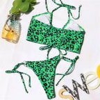 Two-pieces Bikini Set Lace Up Swimsuit Sexy Bandeau Thong — M