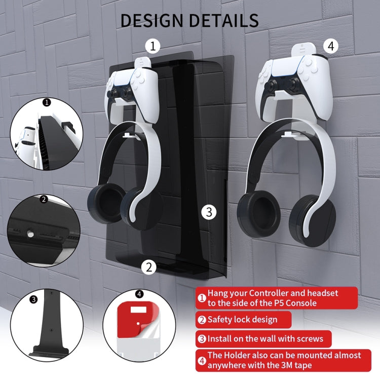 Slim JYS-P5193 Console Wall Mount Hanging Storage Rack With Headphone Grip Organizer