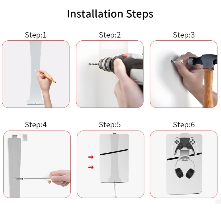 Slim JYS-P5193 Console Wall Mount Hanging Storage Rack With Headphone Grip Organizer