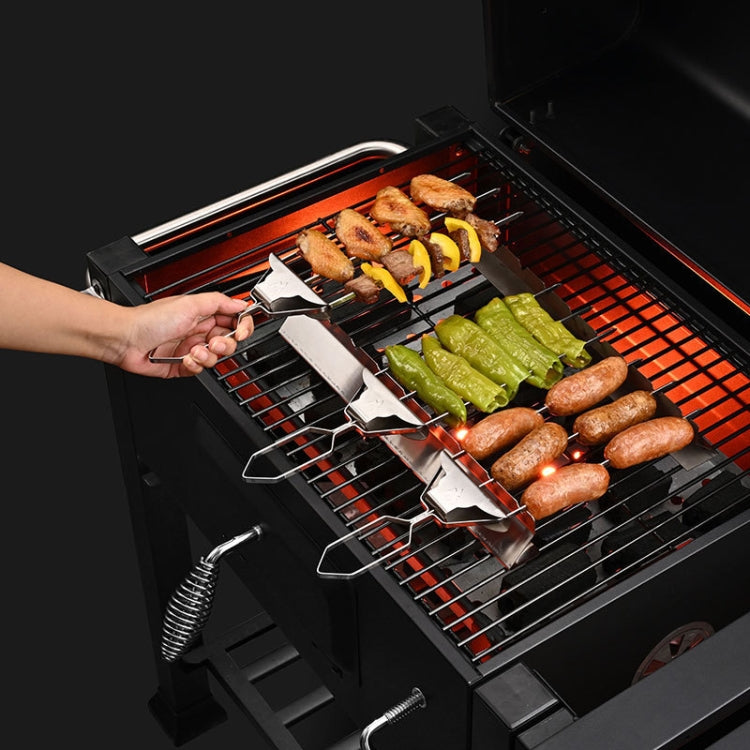 Stainless Steel BBQ Skewers Semi-Automatic Barbecue Fork
