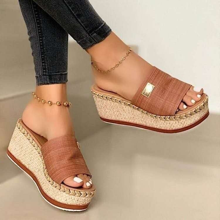 Summer Casual Sandals Women Shoes Hemp Rope Woven Thick Bottom Slope Heel Slippers — view 18