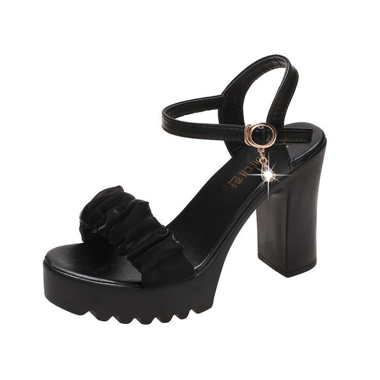 HALINFER Summer High Heel Sandals Thick Bottom Waterproof Platform Women Shoes — 35