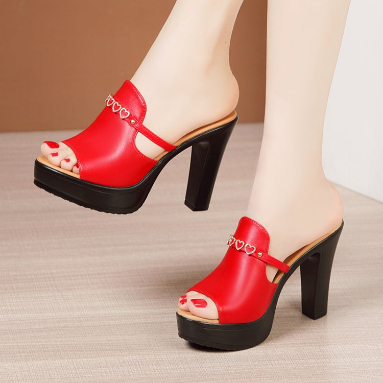 Women Summer Muffin Thick Bottom High Heeled Sandals Chunky Heeled Rhinestone Slippers — view 23
