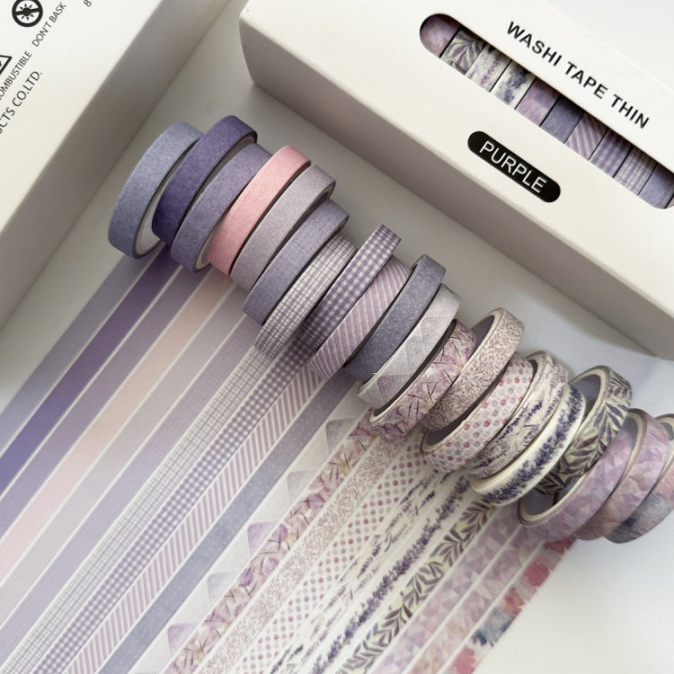 20rolls /Box 0.7cm x 3m Split Thin Washi Tape Set DIY Scrapbook Stickers — Purple