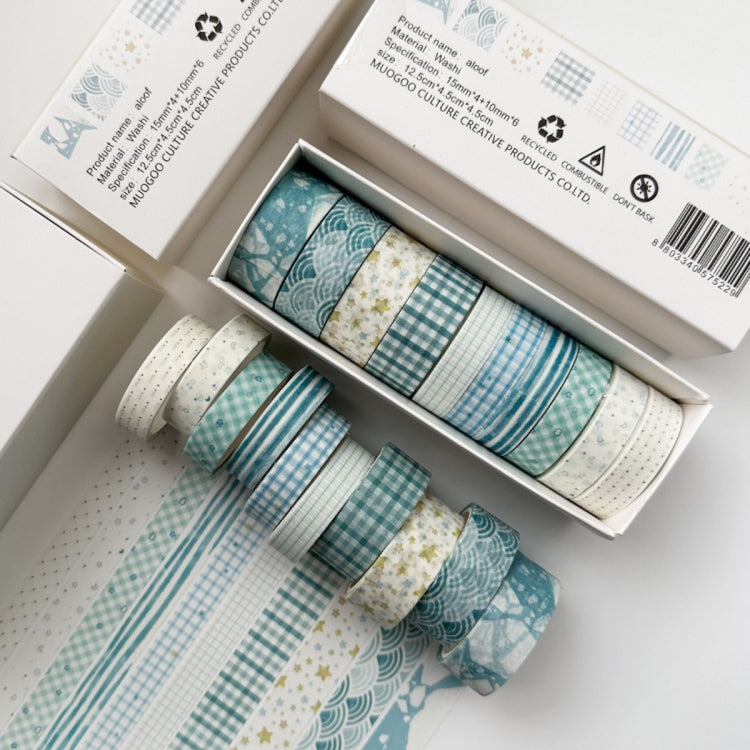 10rolls /Box Combined Washi Tape Set DIY Scrapbook Stickers 1.5cmx4+1cmx6 — Aloof