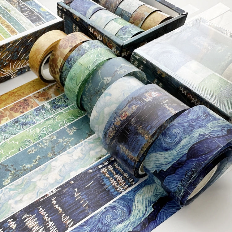 8rolls /Box Ancient Style Transparent PET Tape Set for Journaling 3cm x 2+2cm x 2+1.5cm x 4 — Van Gogh