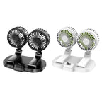 5V USB Port Car Dual-head Fan Circulation Fan — Black