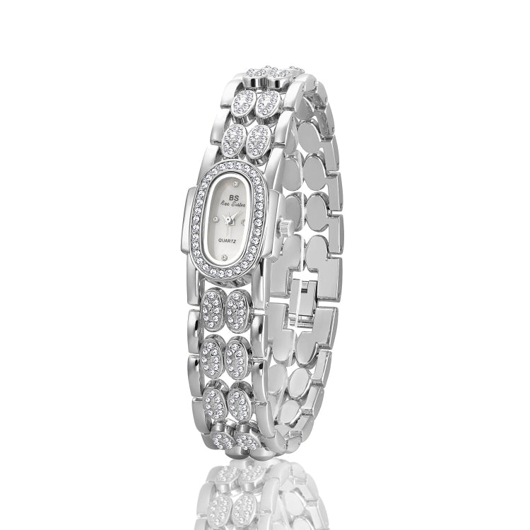 BS Bee Sister Stainless Steel Ladies Bracelet Watch Diamond Wristwatch — Classic Silver