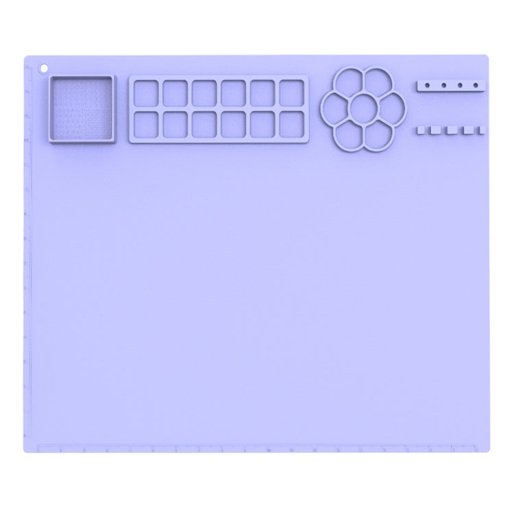 50x40cm Silicone Painting Pad With Paint Holder Art Mat For Drawing Clay — Sky Blue