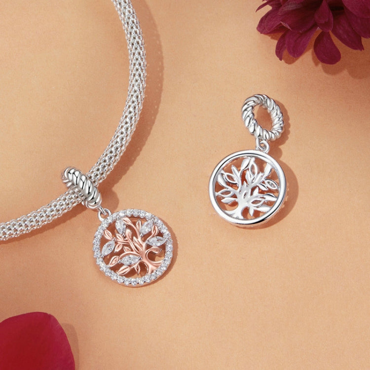 S925 Sterling Silver Rose Gold Tree Of Life Pendant DIY Beads — view 3
