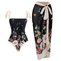 Retro Pattern One-Piece Hot Spring Outdoor Swimsuit Set